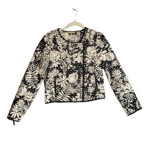 Boden Women's Floral Eyelet Navy Blue White Long Sleeve Jacket 6